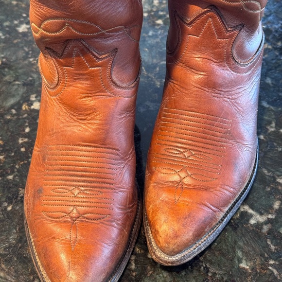 Tony Lama Brown Leather Cowboy Boots men’s size 8D vintage - Picture 8 of 9